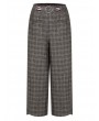 Casual Plaid Elastic Waist Women Woolen Wide Leg Pants