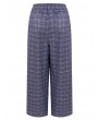 Casual Plaid Elastic Waist Women Woolen Wide Leg Pants