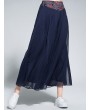 Ethnic Embroidery Patchwork Layered Wide Leg Women Pants