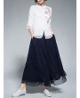 Ethnic Embroidery Patchwork Layered Wide Leg Women Pants