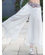 Ethnic Embroidery Patchwork Layered Wide Leg Women Pants