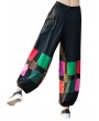 Folk Style Geometric Print Embroidered Patchwork Elastic Women Pants