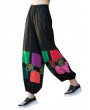 Folk Style Geometric Print Embroidered Patchwork Elastic Women Pants