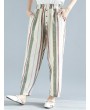 Striped Elastic Waist with Pockets Harem Pants