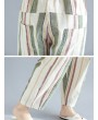 Striped Elastic Waist with Pockets Harem Pants