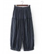 Women Casual Pleated Solid Color Elastic Waist Wide leg Pants