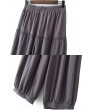 Women Casual Pleated Solid Color Elastic Waist Wide leg Pants