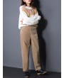 Casual Pure Color Pockets High Waist Pants For Women