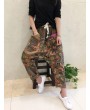 Baggy Vintage Ethnic Print Drop Crotch Spliced Pants