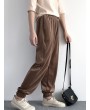 Loose Pockets Solid Color Elastic Waist Harem Pants