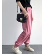 Loose Pockets Solid Color Elastic Waist Harem Pants