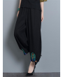 Vintage Embroidery Casual Loose Women Wide Leg Pants