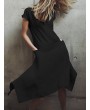 Solid Color Pockets Irregular Short Sleeve Casual Dress