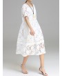 Women Jacquard O-Neck Short Sleeve Billowing Two-Piece Dresses