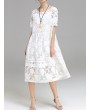 Women Jacquard O-Neck Short Sleeve Billowing Two-Piece Dresses