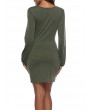 Solid Color Long Sleeve Drawstring Casual Dresses