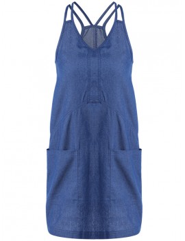 Casual Denim Pure Color Spaghetti Strap Romper Dresses