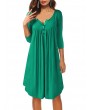 Button Fly O-neck Pleated Casual Dresses