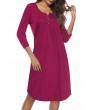 Button Fly O-neck Pleated Casual Dresses