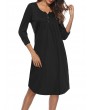 Button Fly O-neck Pleated Casual Dresses