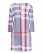 Plaid Women O-neck Long Sleeve Pockets Mini Dresses