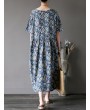 Vintage Casual Women Short Sleeve Floral Print Dresses