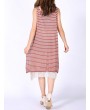 Casual Women Sleeveless Fake Two Pieces O-neck Mid-Long Dresses