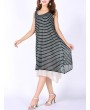 Casual Women Sleeveless Fake Two Pieces O-neck Mid-Long Dresses