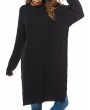 Casual Pure Color Side Splited Long Sleeve Women Sweater Dresses