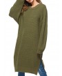 Casual Pure Color Side Splited Long Sleeve Women Sweater Dresses