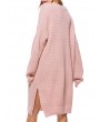 Casual Pure Color Side Splited Long Sleeve Women Sweater Dresses