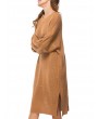 Casual Pure Color Side Splited Long Sleeve Women Sweater Dresses