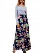 Floral Printed Striped Patchwork Maxi Casual Dresses