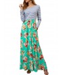 Floral Printed Striped Patchwork Maxi Casual Dresses