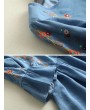 Denim Embroidery Long Pagoda Sleeve Casual Dresses