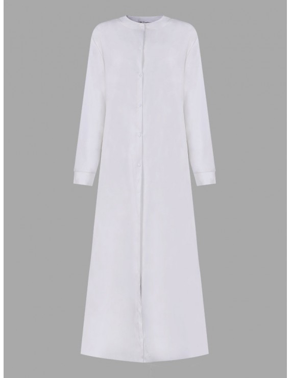 Casual Loose Button Long Sleeve Shirt Maxi Dress For Women