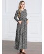 Vintage Women Muslim Print Maxi Dresses