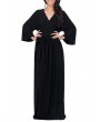 Solid Color Long Sleeve V-neck Maxi Dress