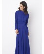 Women Elegant Bandage Stand Collar Long Sleeve Maxi Dress