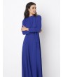 Women Elegant Bandage Stand Collar Long Sleeve Maxi Dress