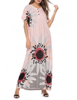 Summer Print Crew Neck Overhead Maxi Dress