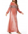 Islam Muslim Velvet Embroidery Pink Long Dress