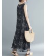 Loose Print Sleeveless Crew Neck Overhead Maxi Dress