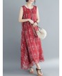 Loose Print Sleeveless Crew Neck Overhead Maxi Dress