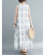 Loose Print Sleeveless Crew Neck Overhead Maxi Dress