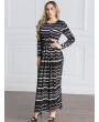 Vintage Women Muslim Print Patchwork Maxi Dresses