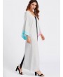 Women Contrast Color Long Sleeve Loose Long Maxi Dresses