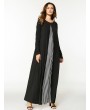 Women Long Sleeve Patchwork Loose O-Neck Long Maxi Dresses