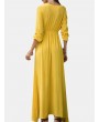 Bohemian V-Neck Long Sleeve Floor Length Maxi Dress