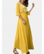 Bohemian V-Neck Long Sleeve Floor Length Maxi Dress